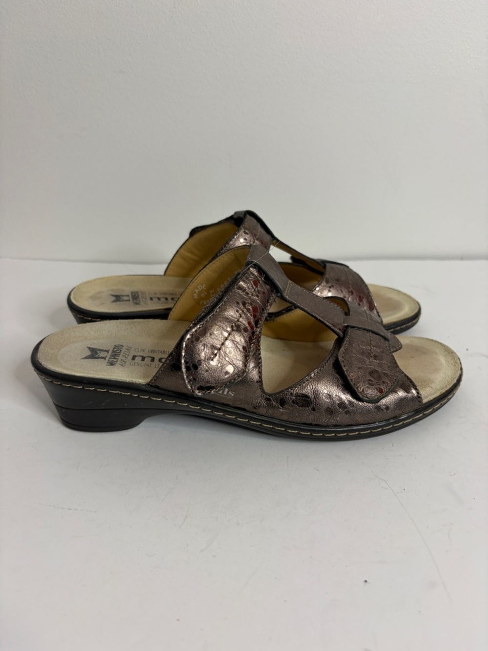 Mephisto Mobils Sandals Womens 41 US 11 Brown Bronze Leather Polka Dot Comfy